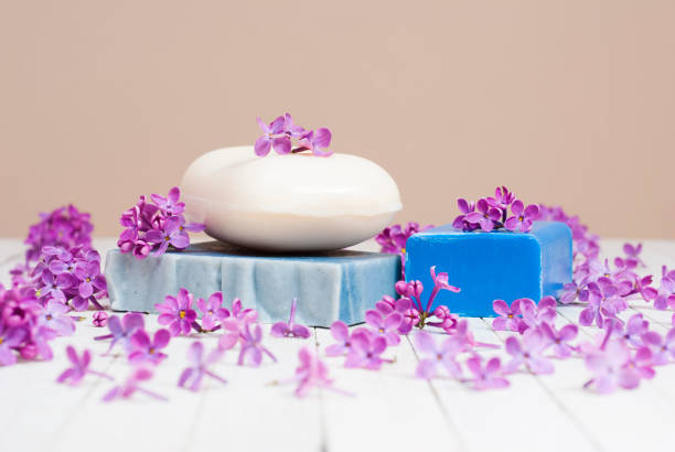 istock Soap and purple flowers 1221374256