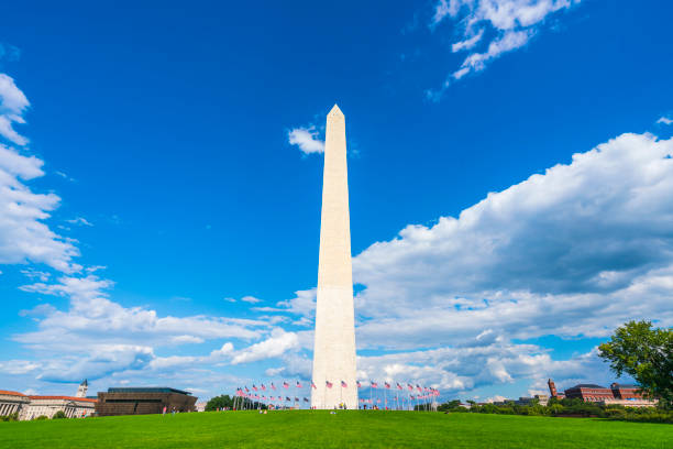 istock washington dc,Washington monument on sunny day with blue sky background. 1221375893