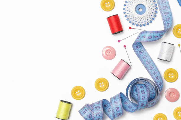 istock Set of different sewing items isolated on white background 1221376922