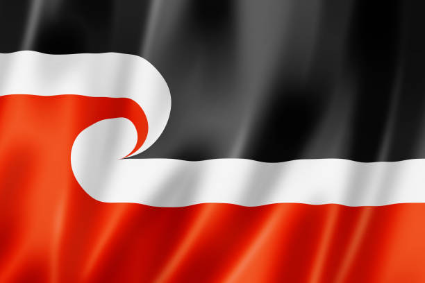 Maori ethnic flag, New Zealand Maori ethnic flag, New Zealand. 3D illustration maori people stock illustrations