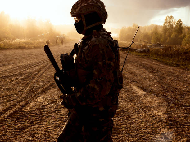 istock A soldier on the battlefield. 1221377731