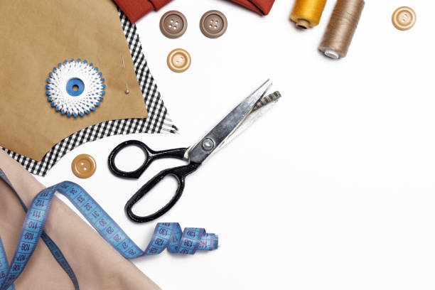 istock Set of different sewing items isolated on white background 1221378150