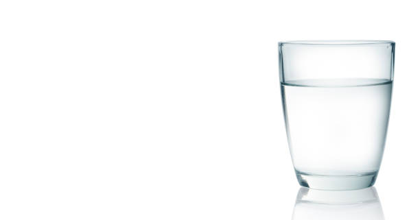 istock Water glass isolated on with background 1221379757