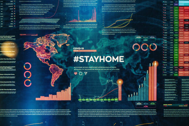 istock #stayhome. Stay home hashtag close-up on digital display 1221382693