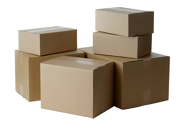 istock Isolated shot of blank cardboard box on white background 122138489