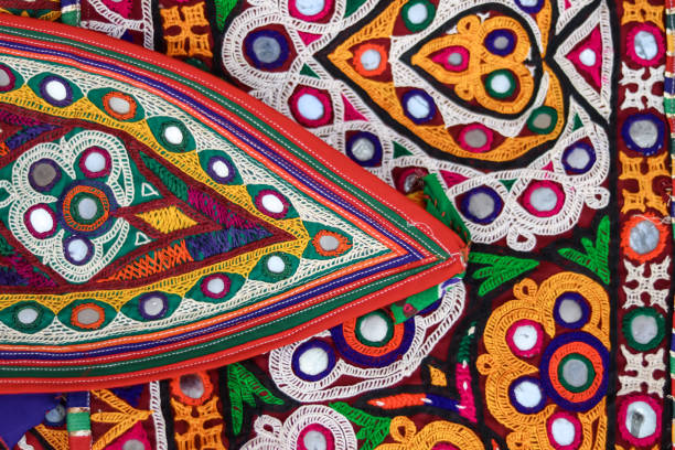 istock traditional and pattern art embroidery artwork beautiful view, Handmade. Ethnic and tribal motifs. Print in the bohemian style, selective focus 1221385096