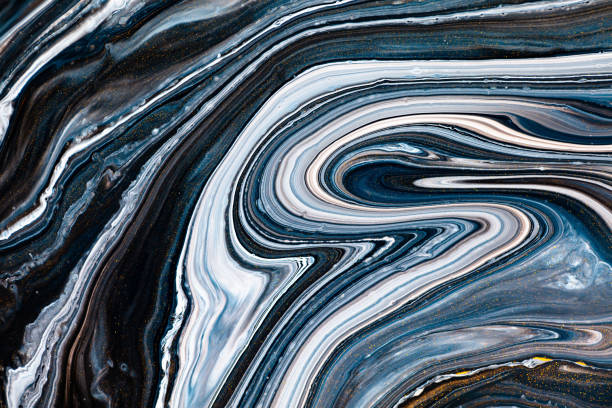 istock Fluid art texture. Backdrop with abstract mixing paint effect. Liquid acrylic picture with beautiful mixed paints. Can be used for interior poster. Black, navy blue and white overflowing colors. 1221385331
