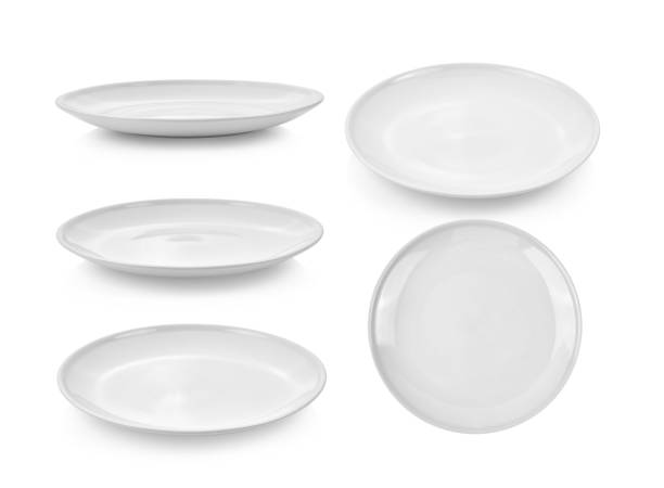 istock set of white plate isolated on white background 1221386528