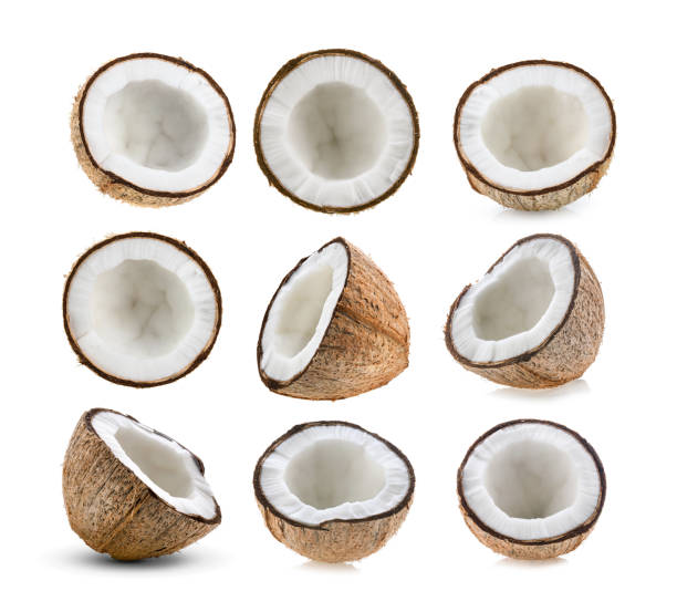 istock set of half coconut isolated on the white background 1221386952