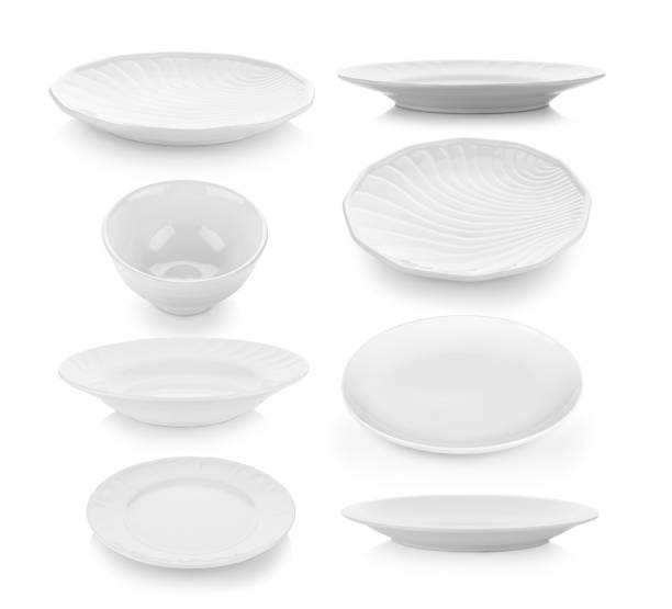 istock set of plate and bowl on white background 1221387032