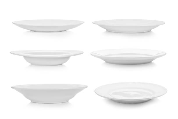 istock set of plate and bowl on white background 1221387056