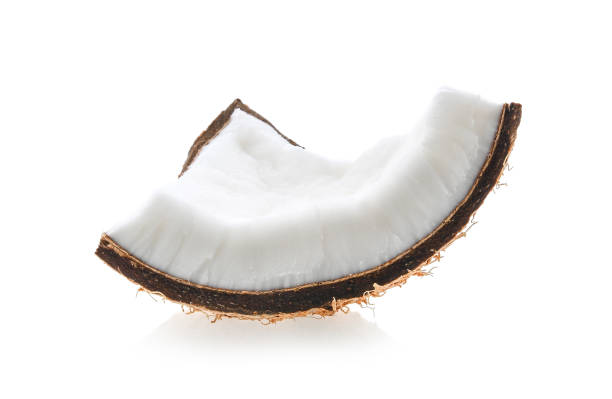 istock Coconut pieces isolated on a white background. 1221387142