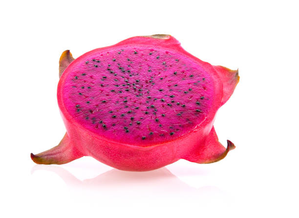 istock Dragon fruits slice isolated on white background 1221387452