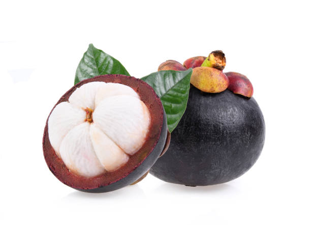 istock Close-up mangosteen isolated on white background. 1221387599