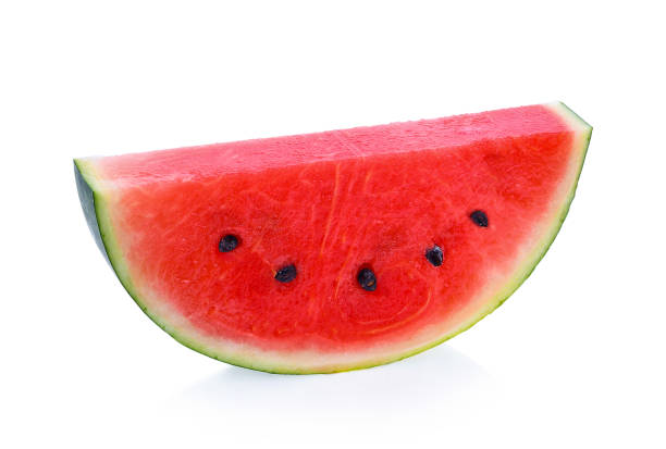 istock Sliced of watermelon isolated on white background. 1221388116