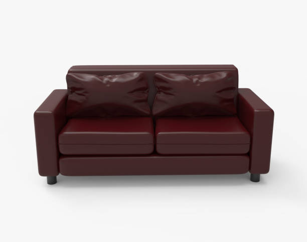 istock Red velvet double sofa. Isolated on white. Clipping path. 3D Rendering. 1221391980