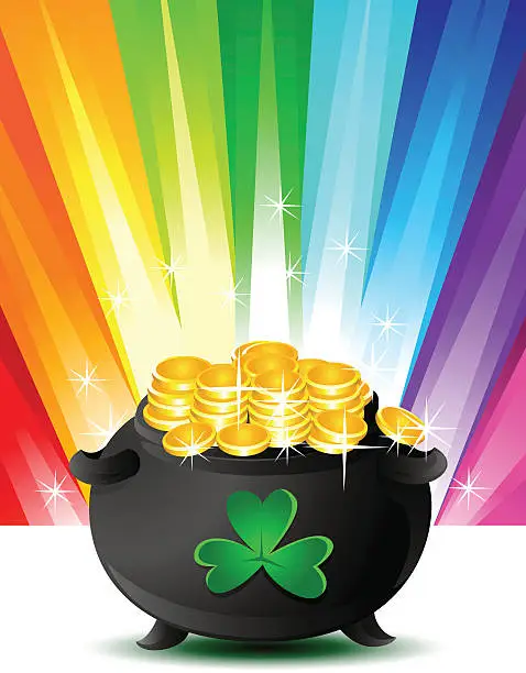 Vector illustration of magical pot of gold