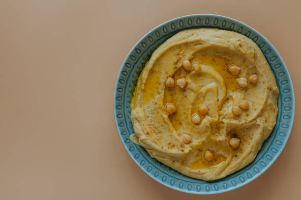 Directly Above Shot Of Hummus Served On Table