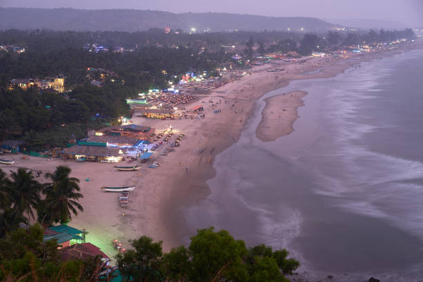 Beautiful view to Goa beach from high, India. Beautiful view to Goa beach from high, India. beach goa party stock pictures, royalty-free photos & images