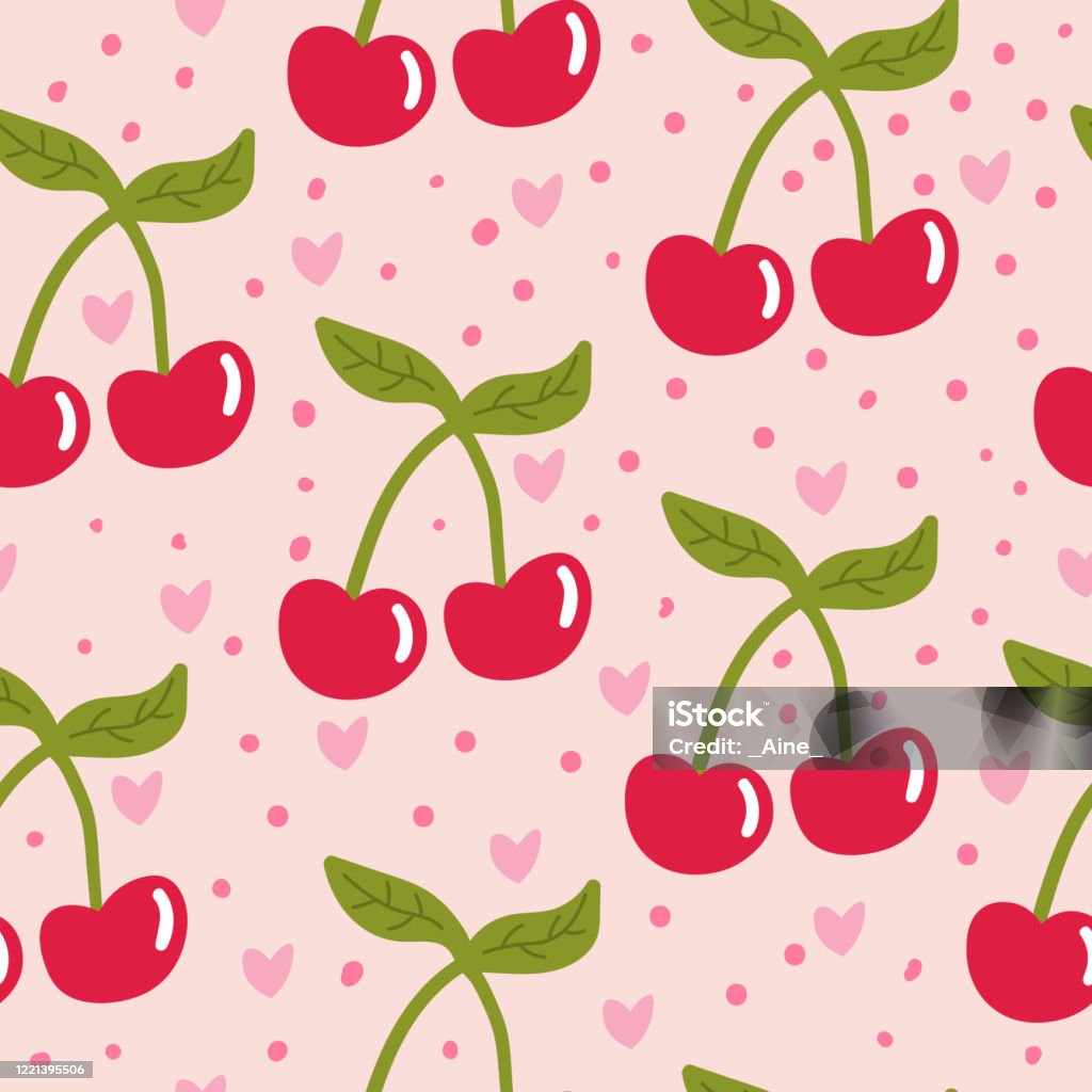 Mô Hình Anh Đào Hoạt Hình Liền Mạch Nền Trái Cây Giấy Gói Dệt May ...