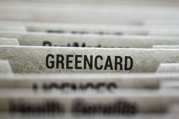 Greencard files folder stock photo