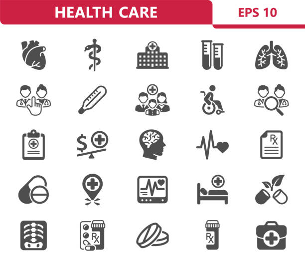 ikony zdravotní péče - lékařství stock ilustrace