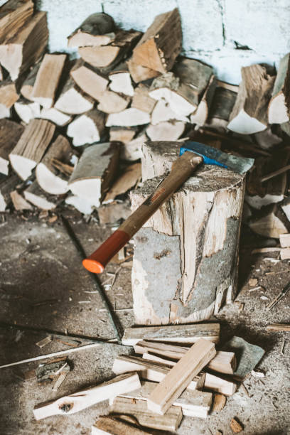 istock An axe on the wood 1221399755
