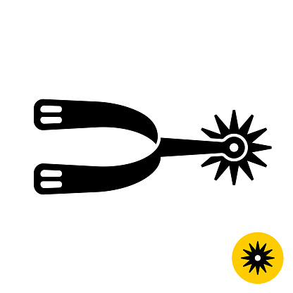 Cowboy horse riding spur for boot icon with star shape sharp disk.