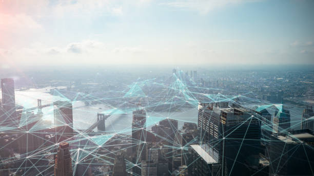 istock Network over New York City in the morning 1221400741