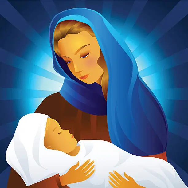 Vector illustration of Mother and Child