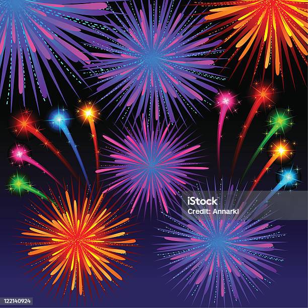 Fireworks Display Stock Illustration - Download Image Now - Anniversary, Celebration, Color Image