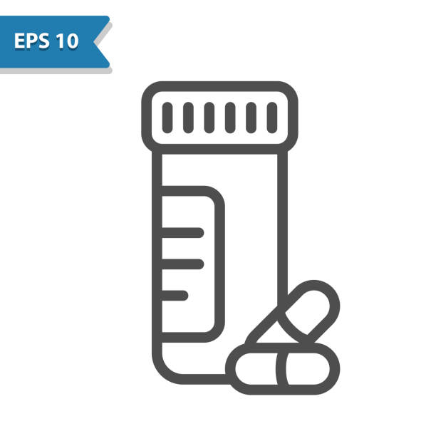 Pill Bottle Icon Professional, pixel perfect icon optimized for both large and small resolutions. EPS 10 format. 12x size for preview. pill bottle stock illustrations
