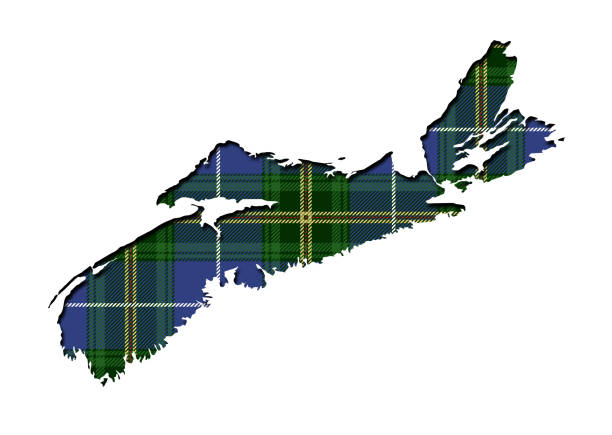 illustrazioni stock, clip art, cartoni animati e icone di tendenza di mappa: nuova scozia tartan - scotia