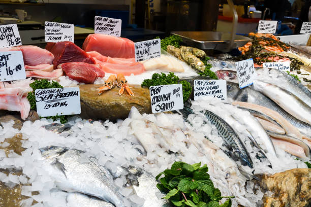 istock Fresh seafood on ice at the market 1221414162