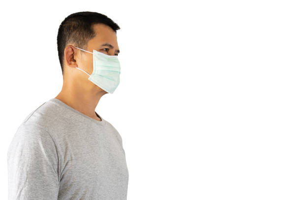 istock Asian man wearing hygienic face on white background with clipping path 1221414542