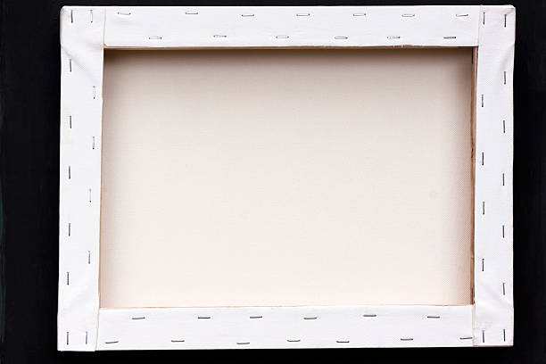 Rear view of the painting with stretches and staples, full frame horizontal composition with copy space