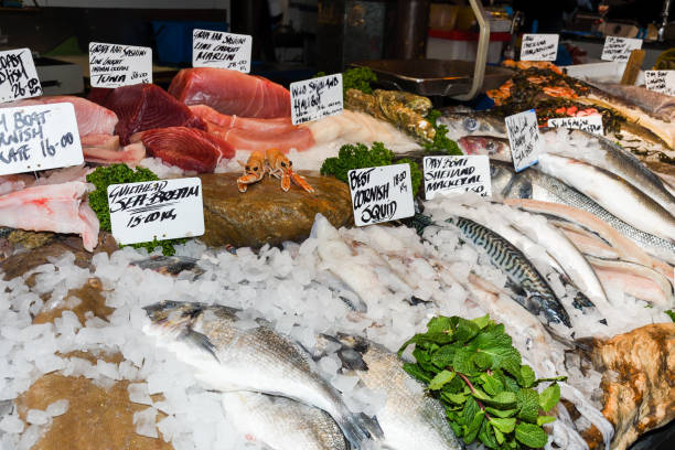 istock Fresh seafood on ice at the market 1221416996