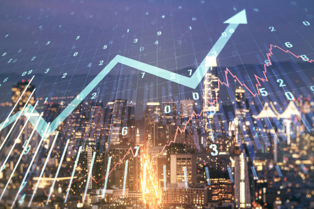 istock Multi exposure of virtual abstract financial graph and upward arrow on San Francisco cityscape background, financial and trading concept 1221418104
