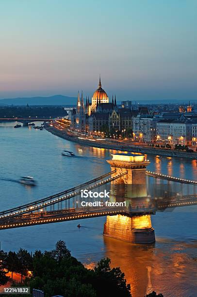 Budapest Skyline At Dusk Stock Photo - Download Image Now - Bridge - Built Structure, Budapest, Building Exterior