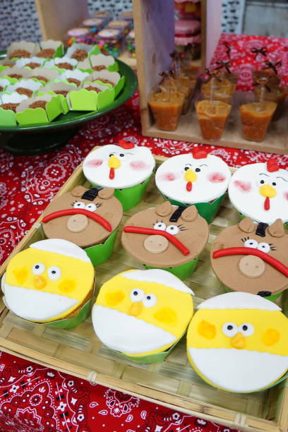 istock Child's birthday. Farm theme. Decoration and sweets 1221421831