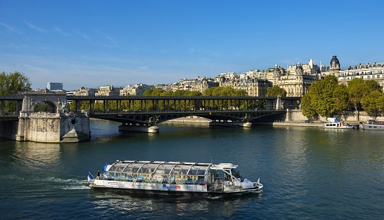 Seine river in Paris with boat