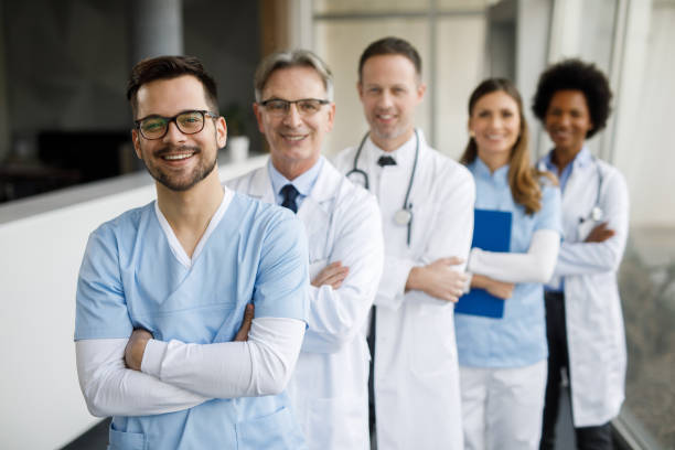istock Diverse group of hospital doctors, surgeons, and nurses 1221423557