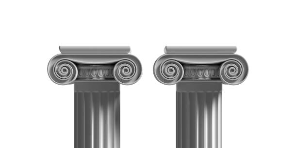 istock Marble pillars columns classic greek isolated against white background. 3d illustration 1221423696
