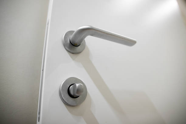 istock Modern, contemporary satin handle and keyhole detail 1221424848
