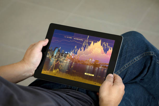 istock Stock market chart finance tablet mobile app 1221426289