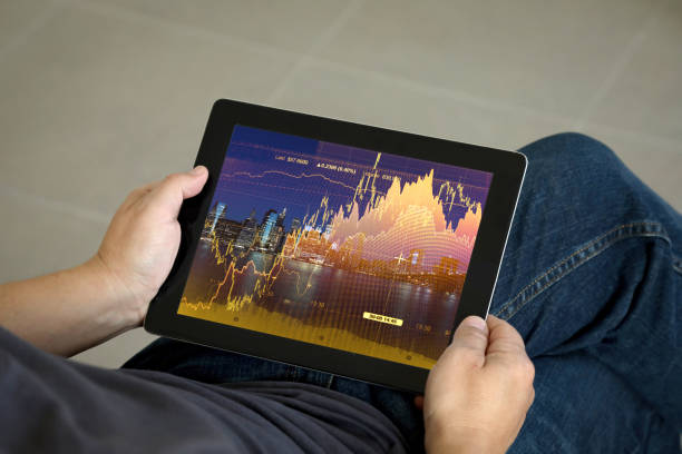 istock Stock market chart finance tablet mobile app 1221426470