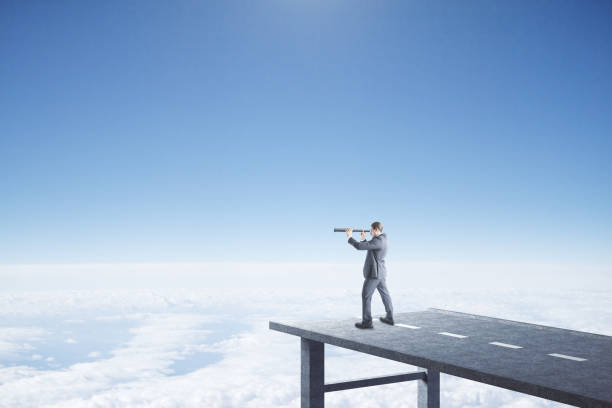 istock Businessman looking to cloud. 1221427296