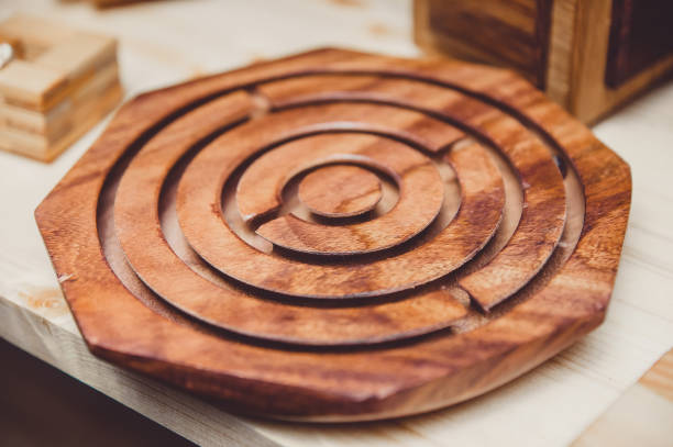 istock Maze-wooden toy, puzzle, game for development, decor, details, eco-friendly 1221439553