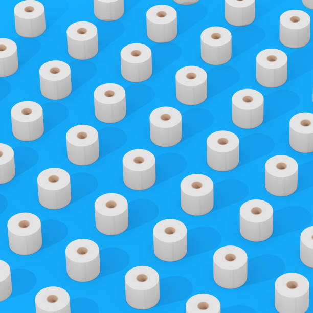 istock Rows of Soft White Toilet Paper Isometric Pattern. 3d Rendering 1221440066
