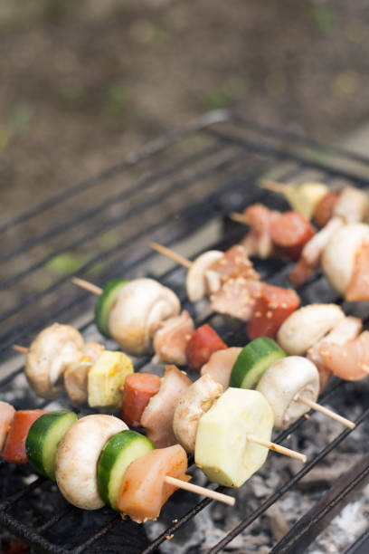 istock Selective focus on the meat and vegetables on the grill 1221441287